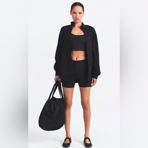 NikeSkims Matte Tricot Oversized Track Jacket Full Zip, Obsidian Black Size XL